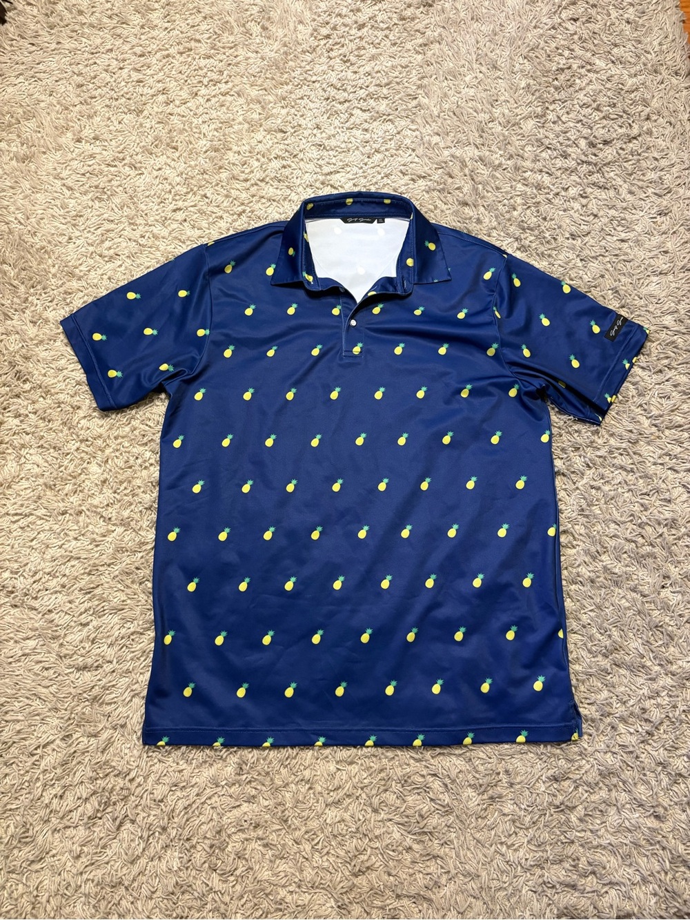 Men's Golf Gods Navy Pineapple Print Polo Shirt
